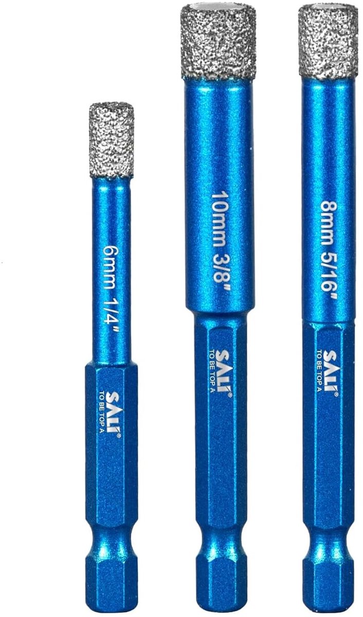SnelShoppen - Diamond Boor Set 6/8/10 mm Hex Shank - Keramiek, Graniet, Glas, Porselein, Tegels, Marmer - Droog en Nat Boren - Duurzame Diamant Boortj