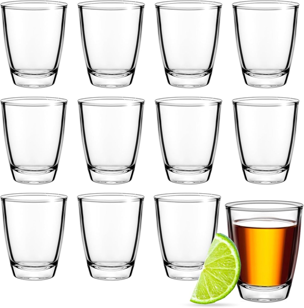 Set van 12 Heldere Shotglazen 30ml met Zware Basis voor Tequila, Vodka en Whisky Drankjes