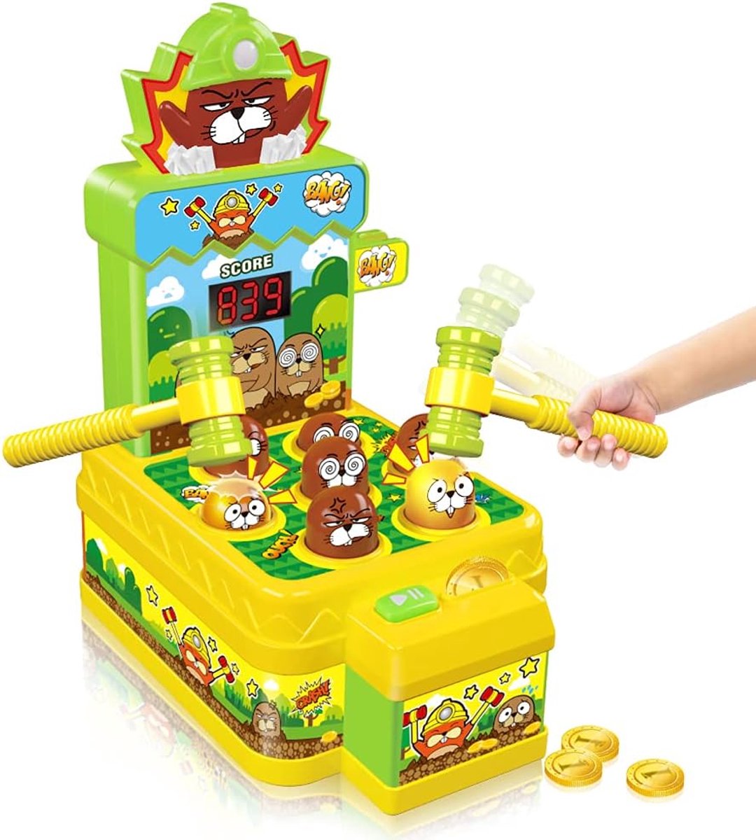 SnelShoppen - Mini Elektronisch Hammer Spel voor Kinderen, Interactief Ontwikkelingsspeelgoed met 2 Hamers, Geschikt voor Peuters en Kinderen van 3-8