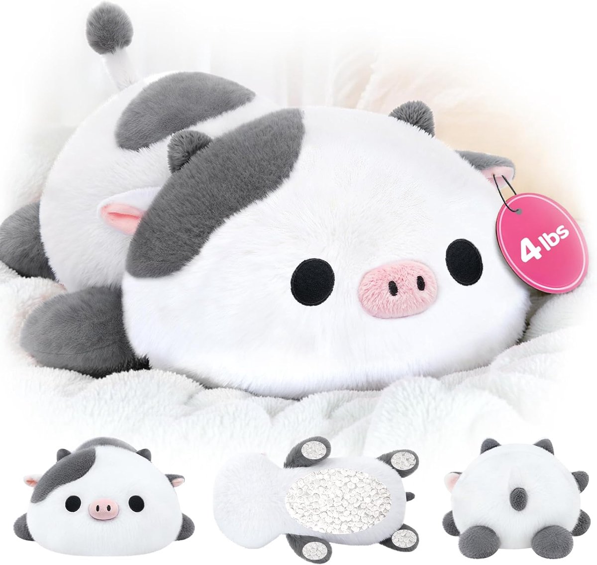 SnelShoppen - Schattige Pluche Koe 33 cm Kawaii Aardbei Kussensloop Zacht Plush Kussen voor Kinderen Anti Stress Speelgoed Origineel Cadeau Idee