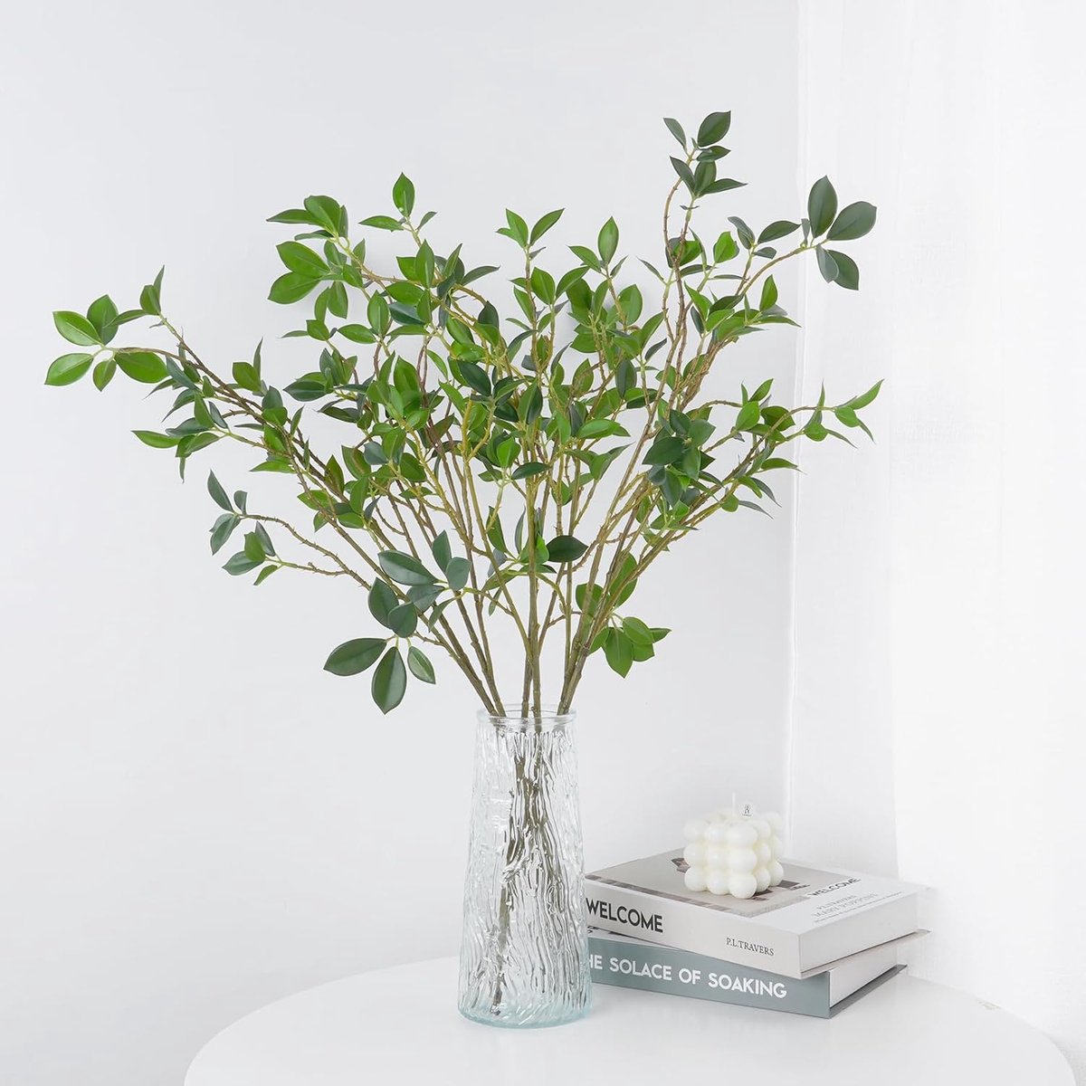 SnelShoppen - 6 Pcs Kunsttakken Ficus Takken Groene Struiken Kunstplanten met Eucalyptus Bladeren voor Vaas Thuis Bruiloft Kantoor Decoratie 70 cm