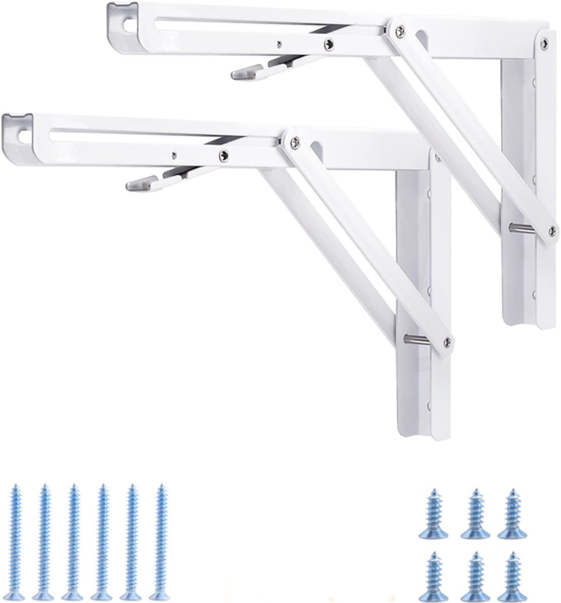 KZQ 2-delige zware inklapbare plankbeugel 10 inch wit - L-beugel voor werkbank en klaptafel - Sterk en duurzaam voor thuis en werkplaats