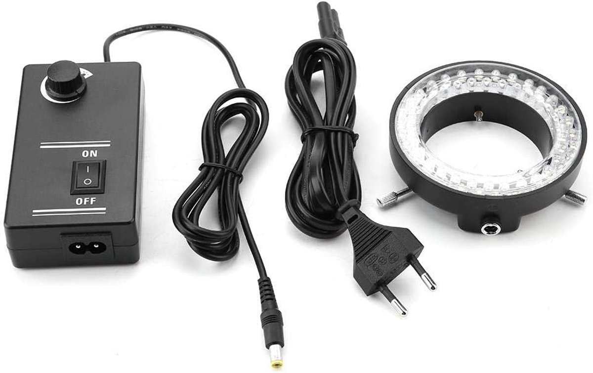 SnelShoppen - Microscoop Verlichting LED, 3.5W Microscoopcamera met 56 LED's, Verstelbare Ringlamp voor Stereo Microscoop, Wit, 220V (EU Plug)