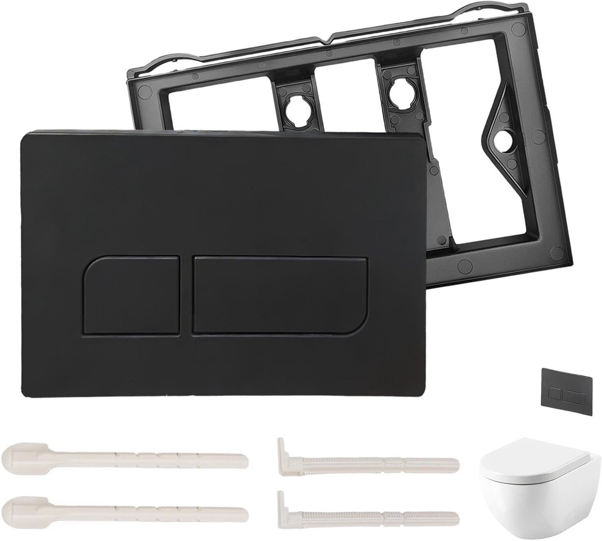 WC bedieningsplaat - Spoelplaat toilet - Waterbesparing - Dubbele spoelfunctie - 164 x 246 mm - Zwart