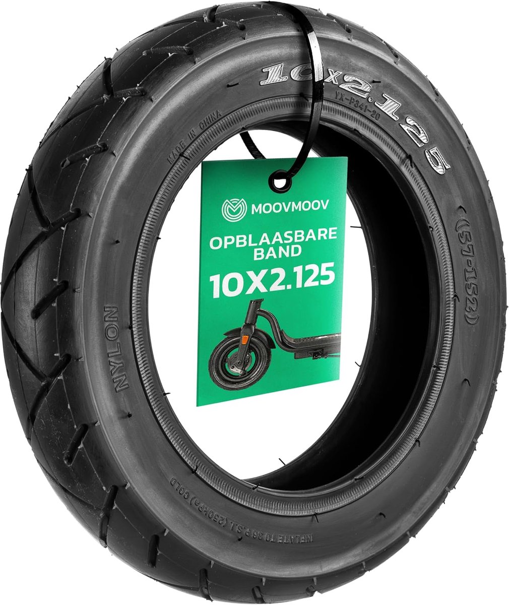 SnelShoppen - Inflatable Tyre 10 x 2.125 inch voor Elektrische Scooter - Nylon, Puncture Bestendig, Comfortabel en Duurzaam, Geschikt voor Pure Air Go