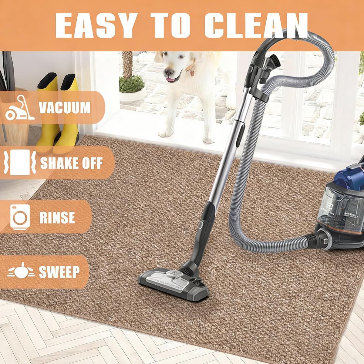 SnelShoppen - Keuken Runner Set van 2, Wasbare Anti-slip Keukenmat, Bruin, 50 x 80 cm + 60 x 150 cm, Waterdicht en Oliebestendig, Perfect voor Keuken
