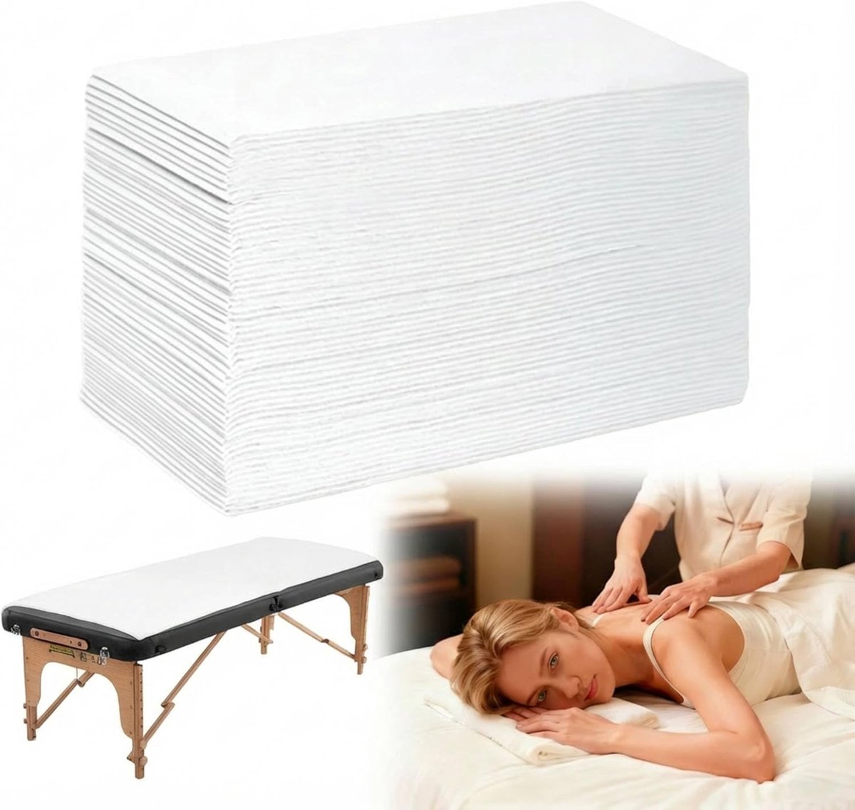SnelShoppen - 70PCS Wegwerp Bedlinnen Wit: 80 x 180cm Wegwerp Massage Tafel Lakens voor Schoonheidssalon, SPA, Tattoo Salon, Nonwoven Stof