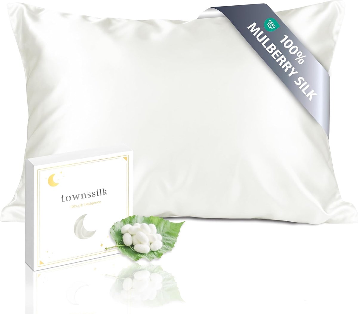 SnelShoppen - 100% Zijde Kussensloop 19 Momme 50x70 cm Natuurlijke Witte Zijde, Luxe Kussensloop voor Huid en Haar, Anti-Aging, Hypoallergeen, Ideaal