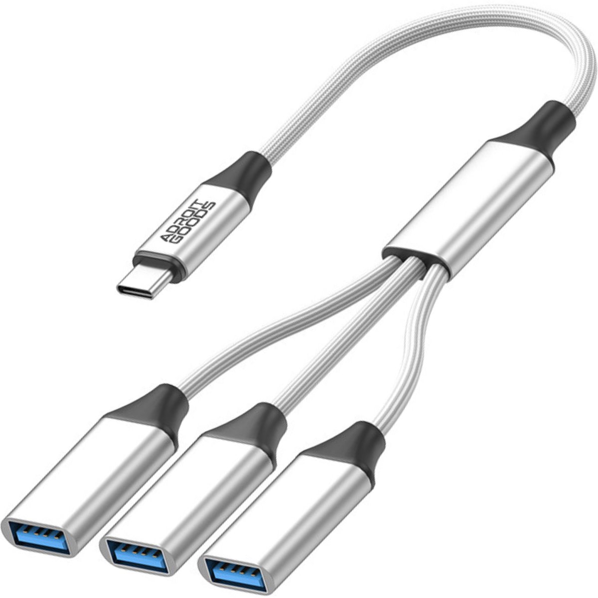 AdroitGoods USB-C naar 3x USB-A splitter kabel OTG hub snellaad en data adapter multi USB verdeler voor smartphone laptop tablet accessoires - Silver