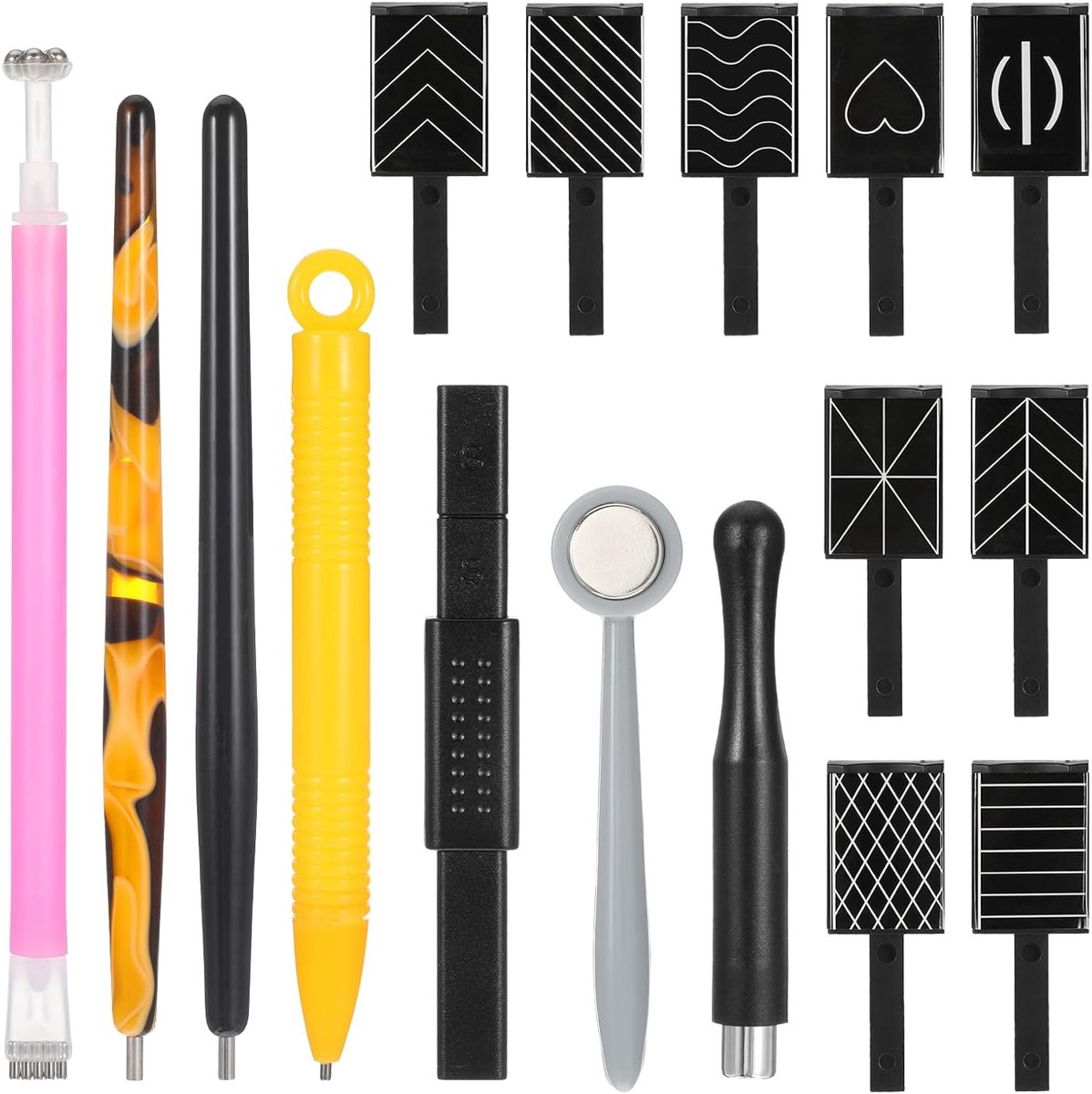 SnelShoppen - 16 Stuks Kat Oog Magneten voor Nagels, 9 Stijlen, Nagel Magneten, 3D Magnet Pen, Multifunctionele Nagel Art Tools voor DIY Manicure