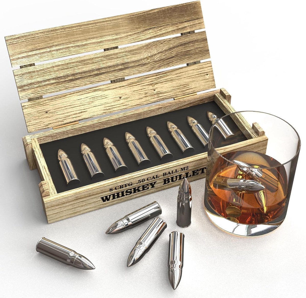 SnelShoppen - 8 Stuks Whisky Ballen - Herbruikbare IJsblokjes Set van RVS voor Mannen - Perfecte Kerstcadeau voor Whisky Liefhebbers - Originele Smaak