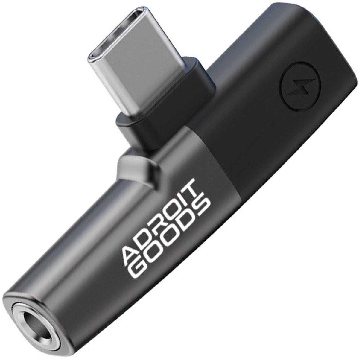 AdroitGoods USB-C naar 3.5mm jack adapter met opladen audio splitter DAC chip snellaad Type-C aux converter voor koptelefoon en smartphone - Grijs