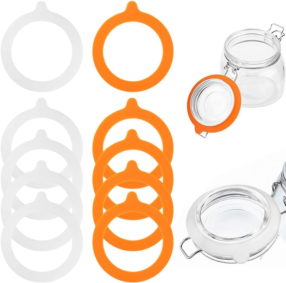 SnelShoppen - Pack van 10 Siliconen Bewaarrubbers 95 x 70 mm - Herbruikbare en Lekvrije Rubber Sealing Ringen voor Inmaakpotten - Vervangende Rubber R