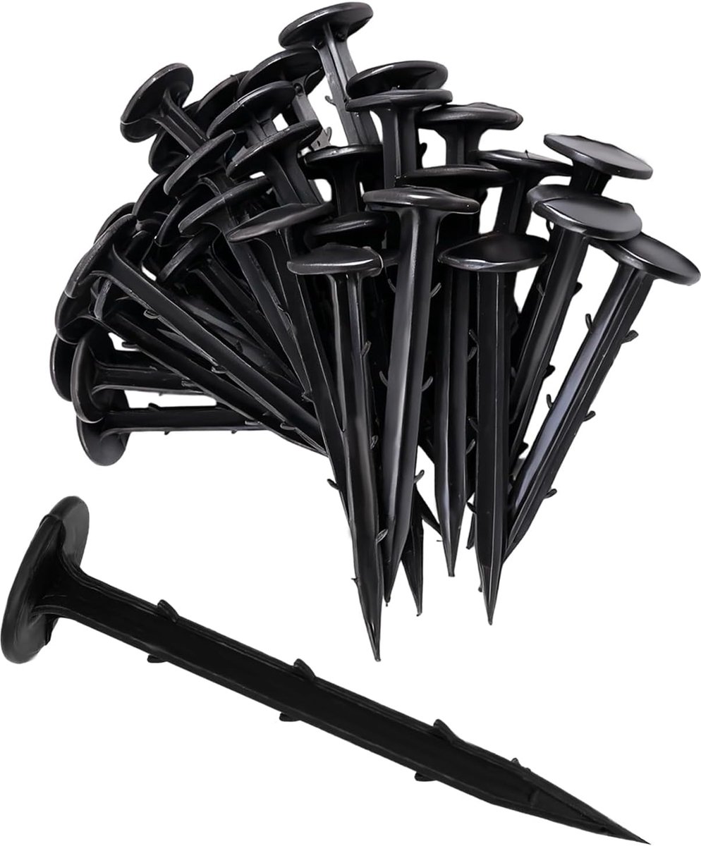 SnelShoppen - 50 Stuks Earth Nails voor Onkruid, 11 cm Lange Grondankers, Zwarte Grondsteken van Onbreekbaar Plastic, Voor Veiligheidsnet, Molly Gaas,