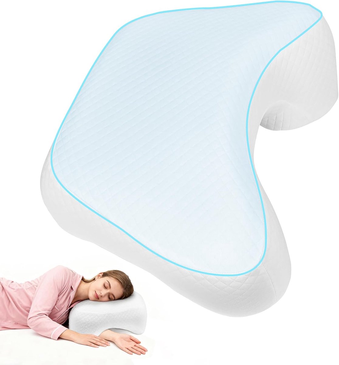 SnelShoppen - Ergonomisch Zijslaper Kussen met Armgaten, Geheugenfoam Nek Kussen, 3 Armgaten, Ondersteuning voor Hals en Schouders, Ideaal voor Zijsla