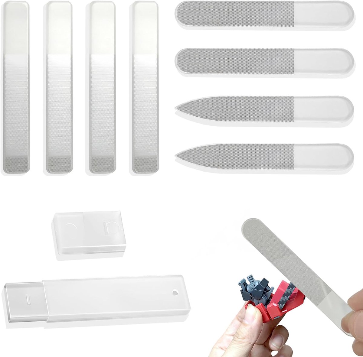 SnelShoppen - Set van 8 Professionele Modelbouw Gereedschappen, Nano Glas Schuurstokken, Model Polijst Tools, Model Vijl met Opbergdoos, Ideaal voor H
