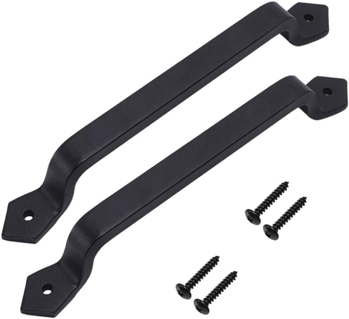 SnelShoppen - 28cm Zwarte Antieke Stalen Deurgreep - Stevige Heavy Duty Kast Deurhandgreep voor Garages, Schuren, Binnen- en Buitendeuren (2 Stuks)