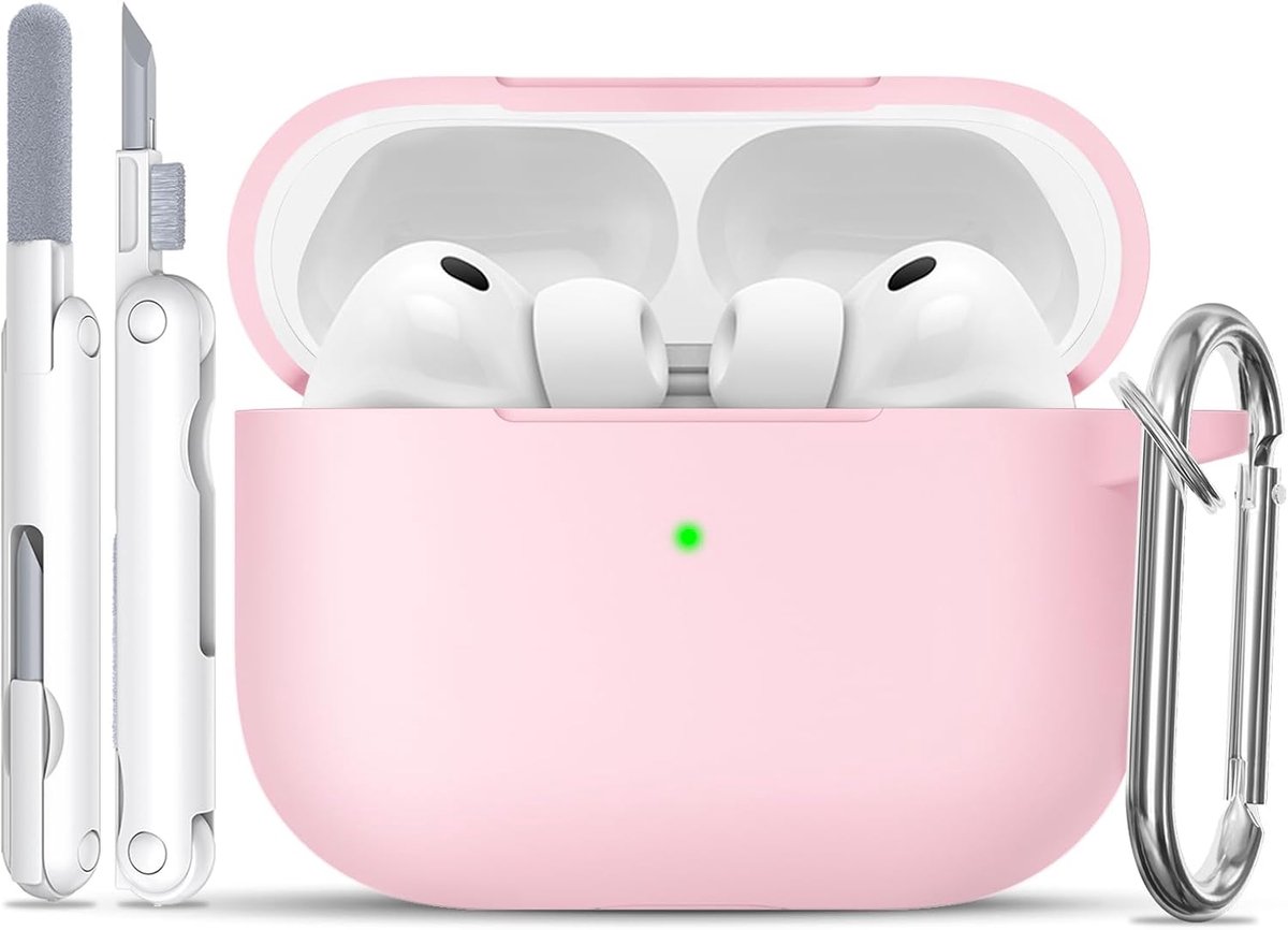 SnelShoppen - Silicone Hoes voor AirPods Pro 3 Case, A1-Pink | Zacht, Lichtgewicht, Antislip, Krassenbestendig, Draadloos/Wireless Opladen met Schoonm