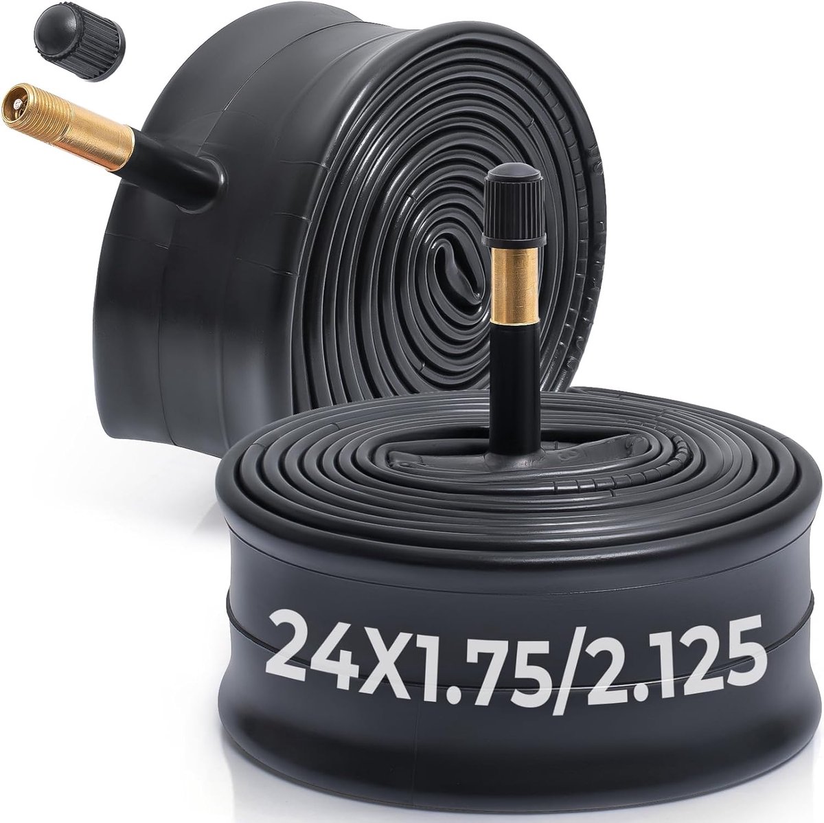 SnelShoppen - 2 Stuks Fietsbinnenband 24 Inch 24 x 1,75/1,95/2,0/2,10/2,125 met AV48 mm Schrader-ventiel, Butyl Rubber, Geschikt voor Mountainbike, Ci