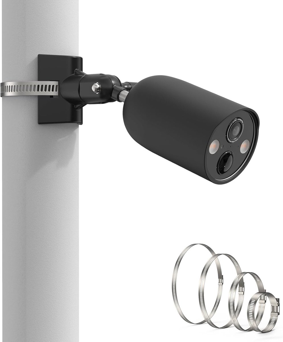SnelShoppen - Silicone Case + Mast Holder voor TP-Link Tapo C425, Waterdicht, Zacht en Duurzaam, Zwart, Camera Accessoire voor Buiten en Binnengebruik