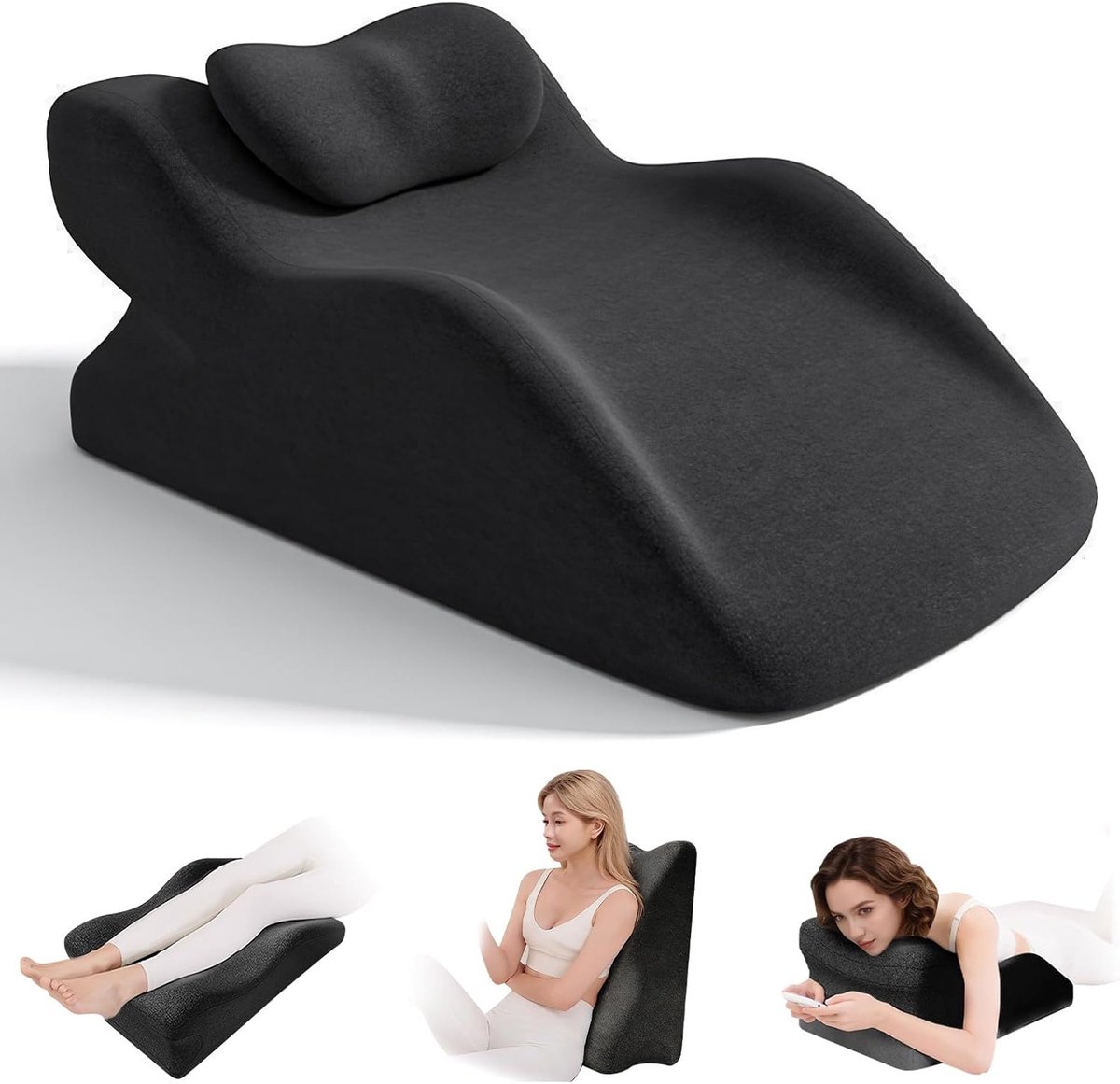 SnelShoppen - Venk Cushion, Ergonomisch Leg Booster Kussen, Memory Foam Wedge Kussen voor Slaap, Inclusief Klein Kussen, Comfortabele Steun voor Benen