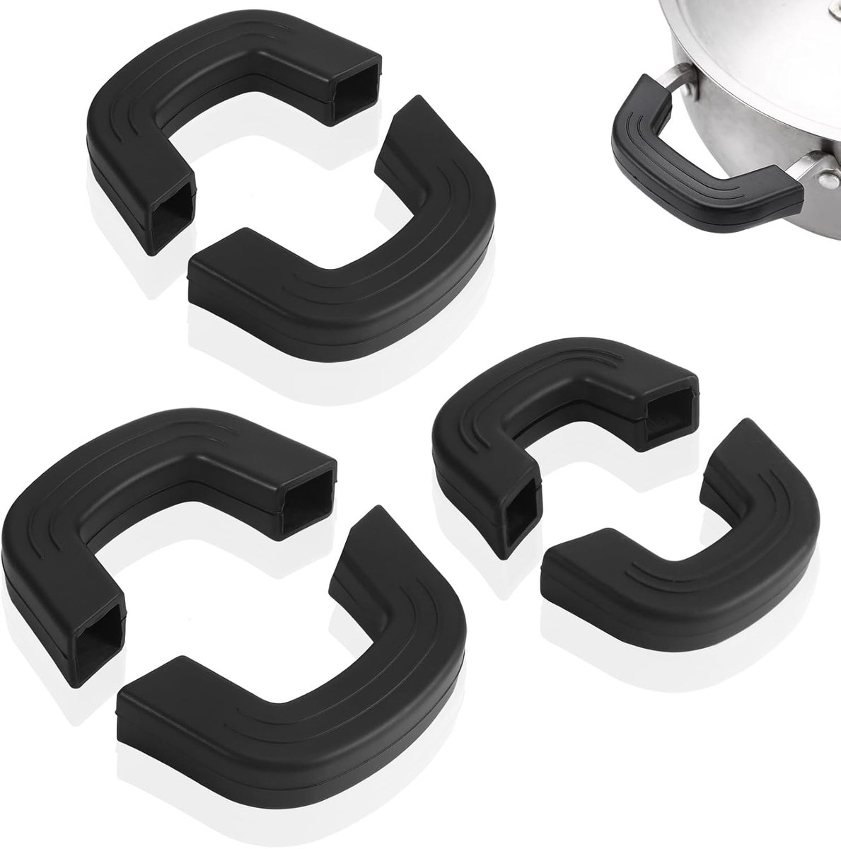 SnelShoppen - 6 Stuks Silicone Pothouders voor Keuken, Duurzame Antislip Handvaten voor Heet Pannen en Potten, Ideaal voor Koken, 3 Verschillende Mate