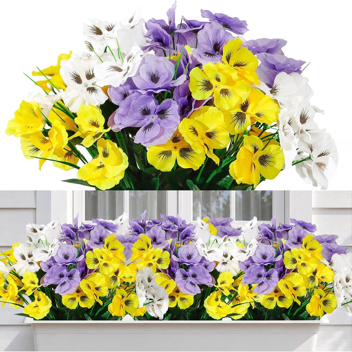 SnelShoppen - 9 Stuks Kunstbloemen UV Bestendig Violette Bloemen voor Buiten - Zomer Decoratie DIY Tafel Bloemen, Feest, Tuin, Porche, Groene Bushes