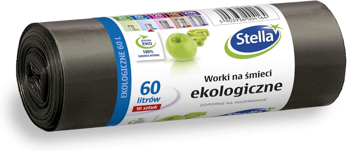 SnelShoppen - Afvalzakken Zwart 60L - 10 Stuks - Biologisch Afbreekbaar - Stevige LDPE Film - Voor Thuis, Kantoor, Tuin en Feestdagen