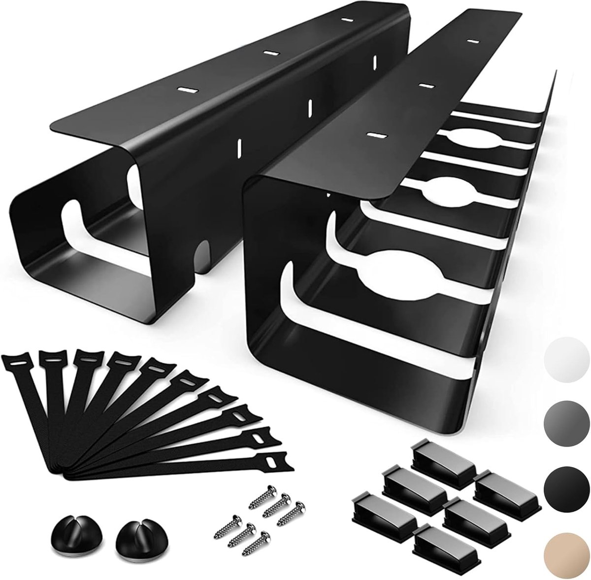 SnelShoppen - 2 Stuks Kabelgoot Bureau - Kabelhouder Kabelgoot Tafel - Onder Bureau Kabelmanagement - Desk Cable Tray 43x10x10 cm - Staal.