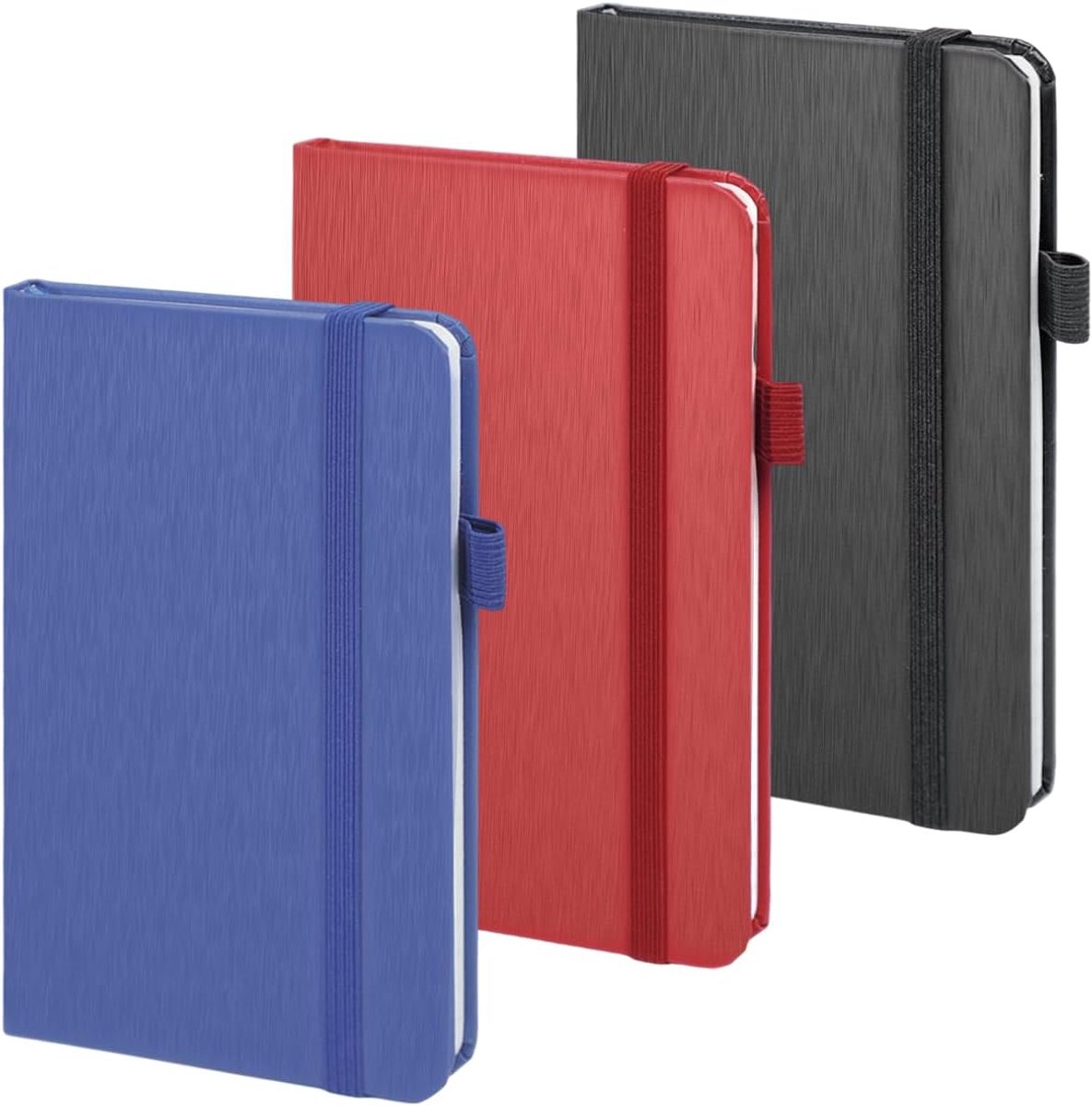 SnelShoppen - Lined Notebook Hardcover 9.5x14.5 cm met 80 Vel - Ideaal voor School, Werk en Thuis - Zwart, Rood, Blauw - Duurzaam en Robuust