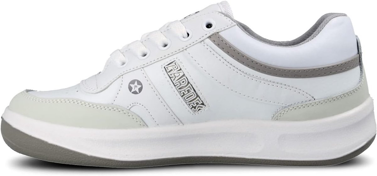SnelShoppen - Sportieve werk schoenen met ster veters, leer wit, SRA, verstelbaar, maat 42 EU, antistatisch, ESD, ideaal voor werk en dagelijks gebrui