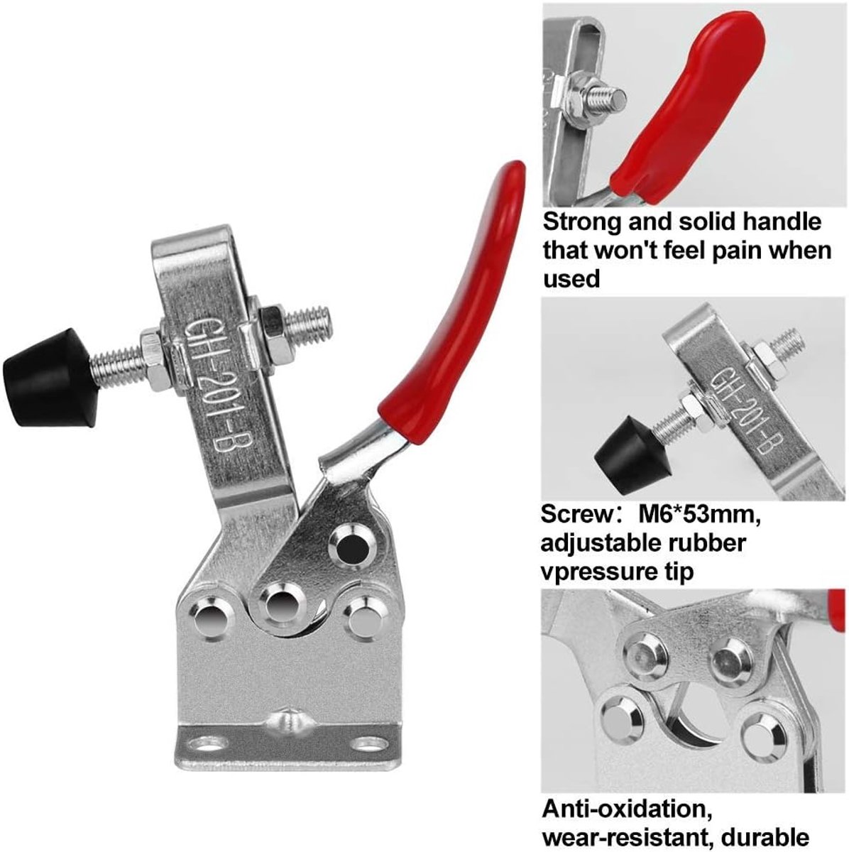 SnelShoppen - GH-201-B Knie Hefspanners, 4 Stuks, Verstelbare Knie Hefspanner, Horizontaal met 1 Toggle Clamp voor Machine Operatie, Lassen, 90 kg Spa