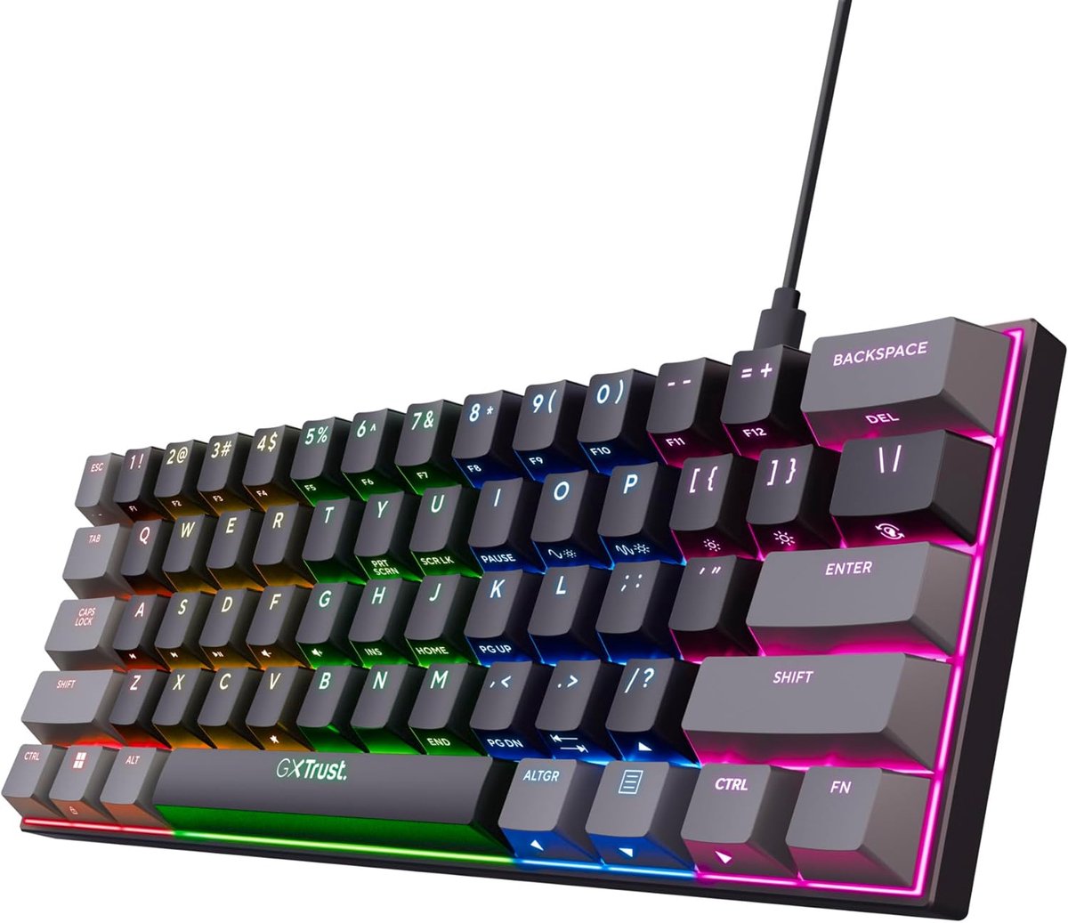 Thijox - Mechanisch Toetsenbord 60% QWERTY US, RGB Verlichting, USB Programmeerbaar Mini Gaming Keyboard, Zwart/Grijs - Ideaal voor PC en Laptop Gamer