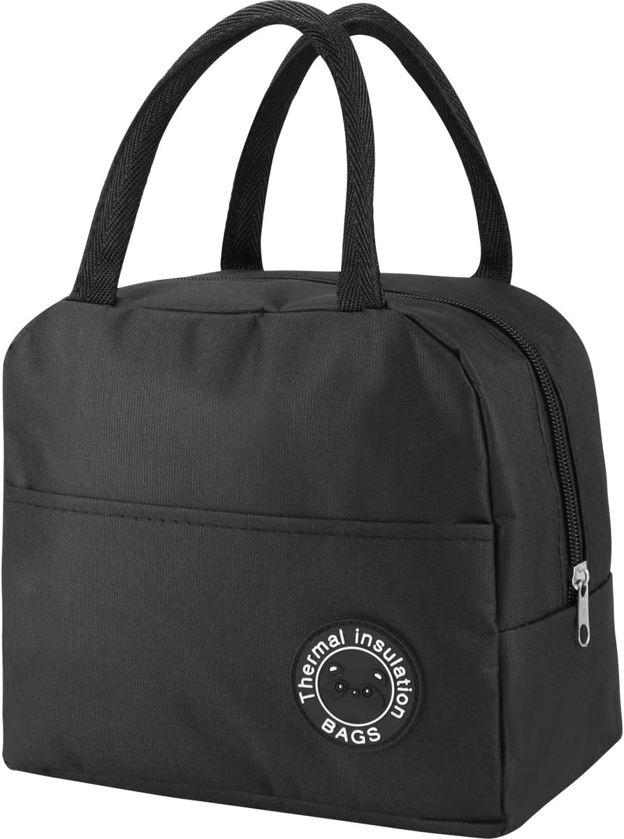 Thijox - 6L Geïsoleerde Lunchtas voor Mannen en Vrouwen, Lekvrije Koeltas, Herbruikbare Lunchtas voor School, Kantoor, Picknick, Zwart Oxford-stof, Op