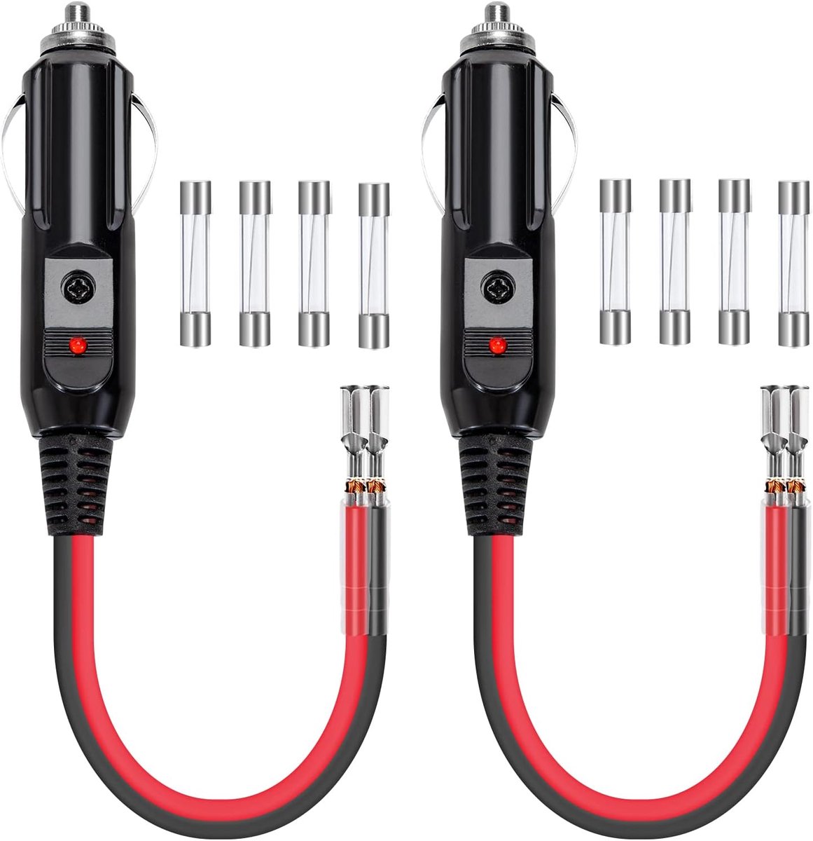 SnelShoppen - Cigar Lighter 12V/24V Sigarettenaansteker Adapter - 10 cm - 16 AWG Koper Kabel met Rood LED Indicator en 15A Zekering - Voor Auto, Vrach