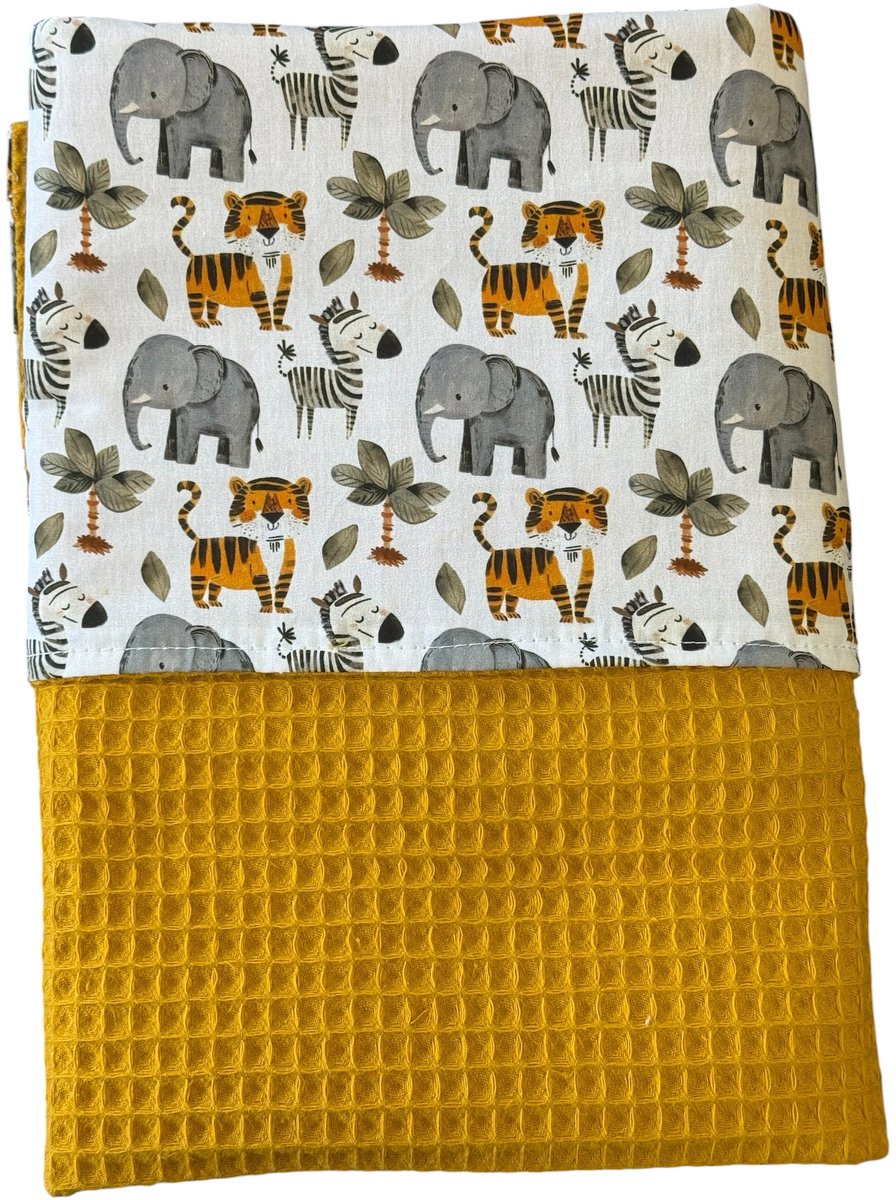 Baby deken kinderwagen deken wieg deken okergeel tijger olifant zebra 60 x 90 cm