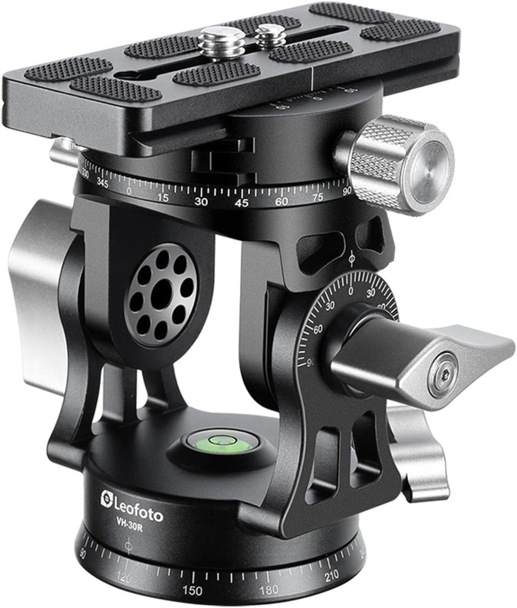 SnelShoppen - Professionele VH-30R Tripod Head met Dubbele Panorama Plaat en Handgreep - Ideaal voor Vogels Kijken en Fotografie - 360° Rotatie, 90° K