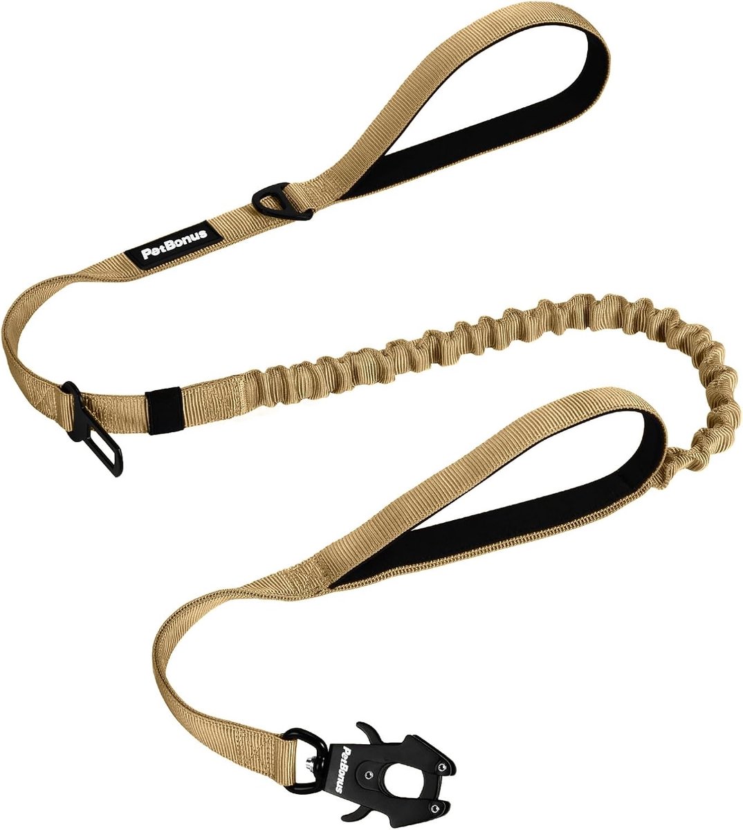 SnelShoppen - Heavy Duty Bungee Hondenriem 1.5m met 2 Verstevigde Handgrepen, Auto Veiligheidsgordel en No Pull Training voor Grote en Middelgrote Hon