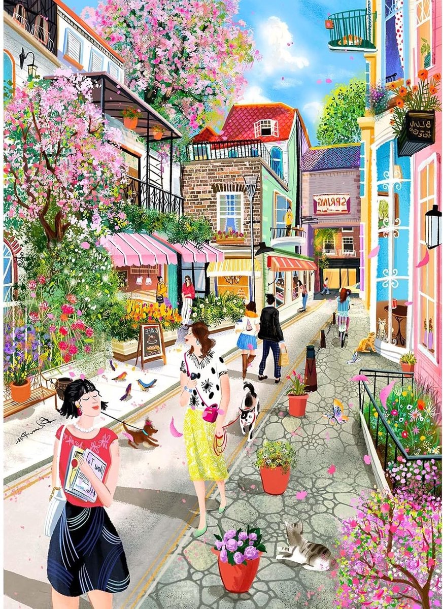 Puzzel 1000 stukjes voor volwassenen met kleurrijke stadsweg | Matte oliedruk, oogvriendelijk, stofvrij en uitstekende grip voor uren puzzelplezier
