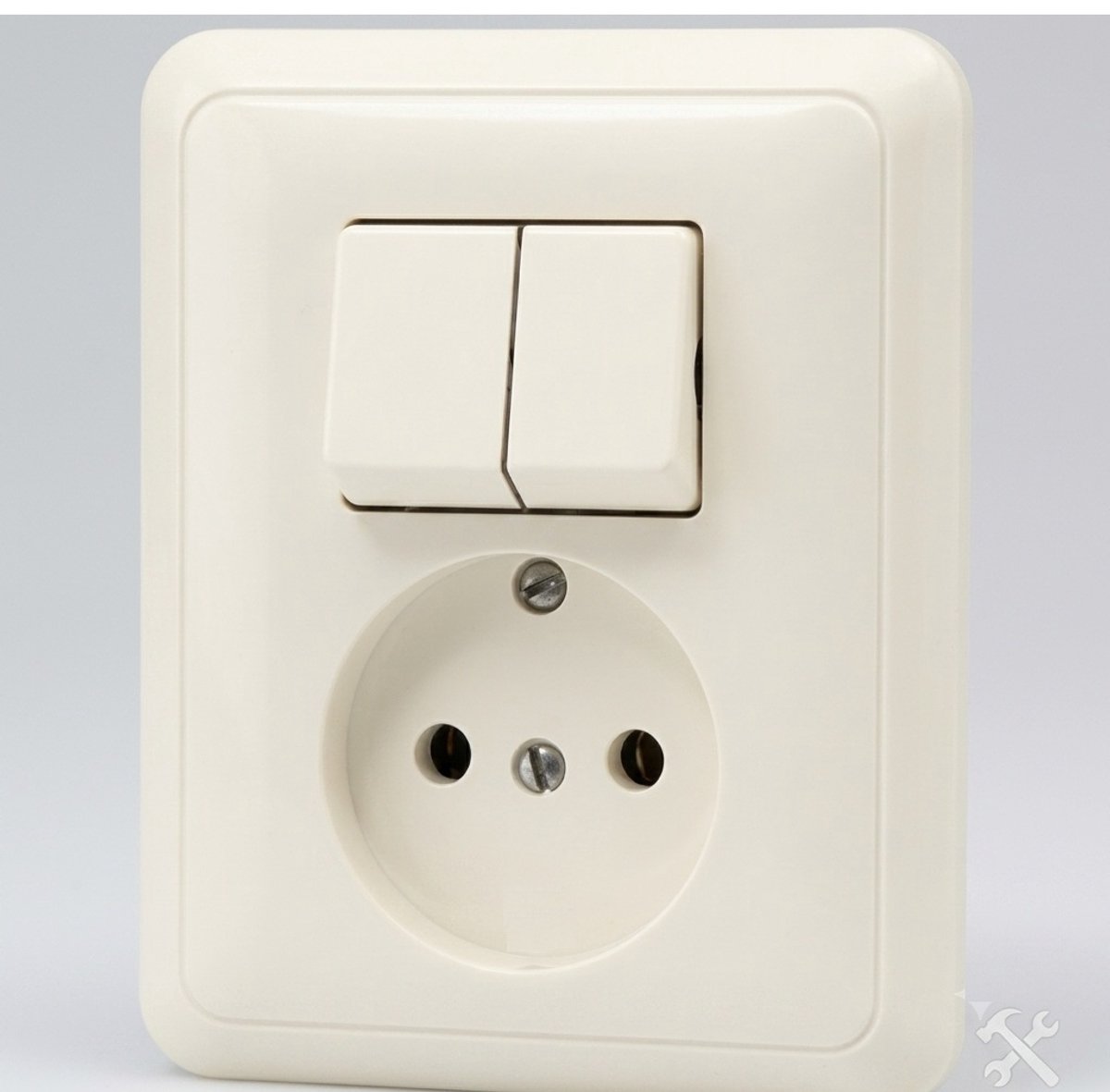 JUNG CD500 - COMBINATIE SERIESCHAKELAAR + WANDCONTACTDOOS (WCD) - ZONDER RAND AARDE - CREME