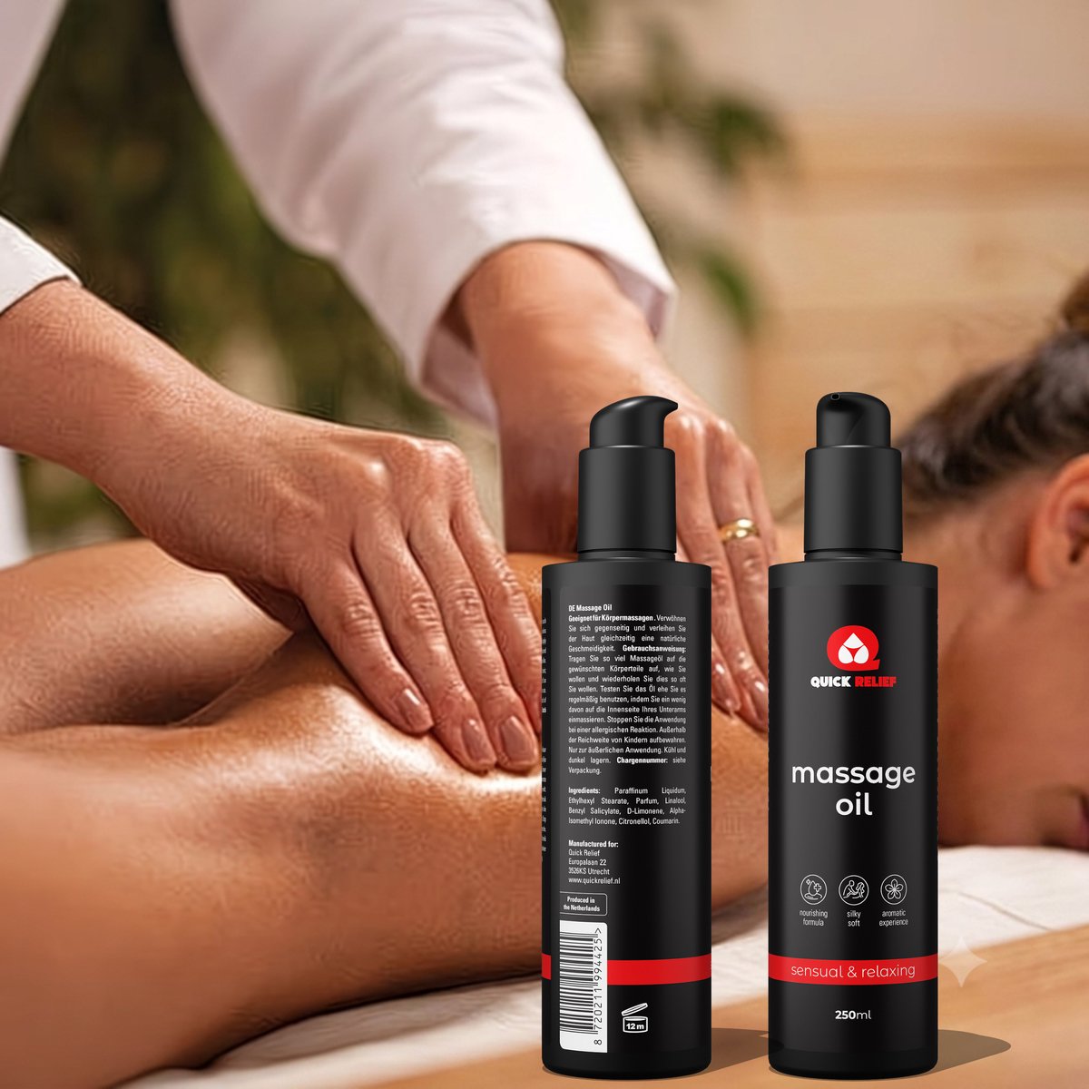 Quick Relief Massageolie - Premium Body to Body Massage olie - Voedende Huidolie - Ontspannende & Erotische Werking - 250ml