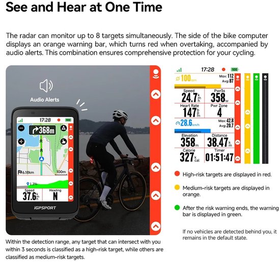 SRmini Radar Racefiest Verllichting - Slim Fietslamp Achter - Remwaarschuwing - Fietsachterlicht - 7 lichtmodi - Watderdicht — afbeelding 4