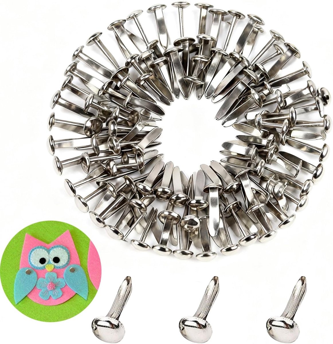Mini Brads - Ronde Kopklemmen - Scrapbooking - Metalen Bevestiging - 100 stuks - Zilverkleurig