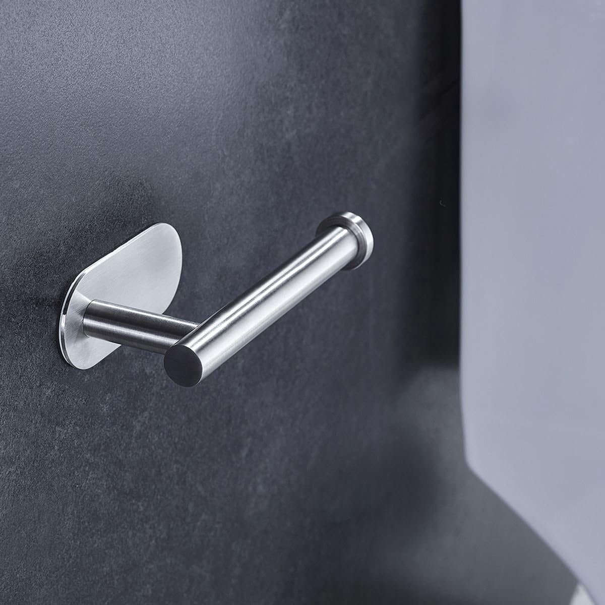 Toiletpapierhouder zonder boren, zelfklevende toiletpapierrolhouder roestvrij staal, ronde wc-papierhouder voor keuken en badkamer