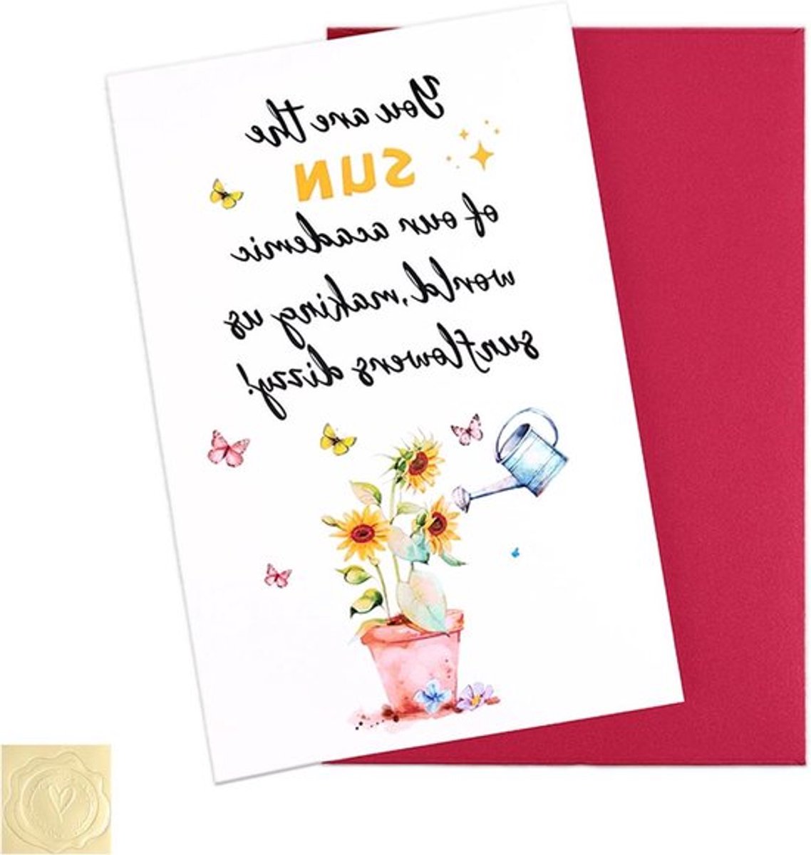 Bedankkaart met Envelop - Grappig Ontwerp - Voor Leraren - Mentoren en Professoren - 20,3 x 13,5 cm