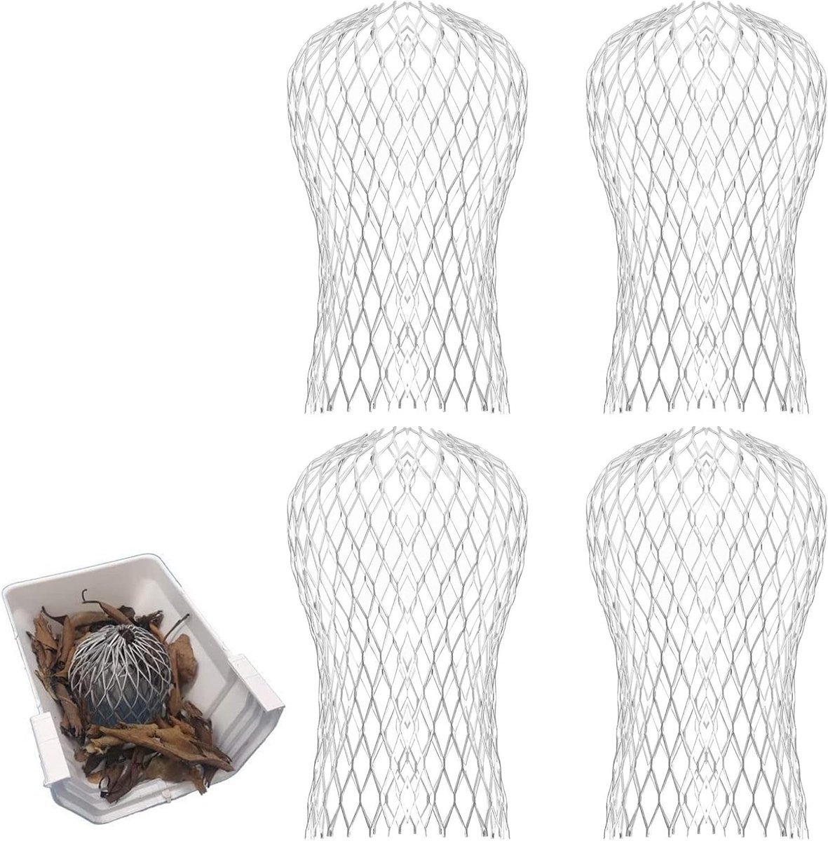 Aluminium Gootbeschermers - 4 Stuks Uitschuifbare Bladfilters voor Gootbescherming en Afvoerbescherming