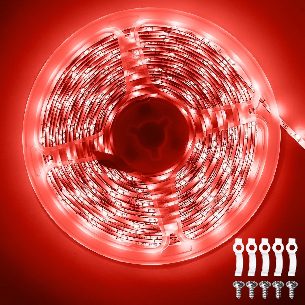 SnelShoppen - LED Strip 5M - 12V Rode LED Strip Licht SMD2835 - Flexibele, Waterdichte LED Strip voor Slaapkamer, Bar, Keuken en Kerstdecoratie