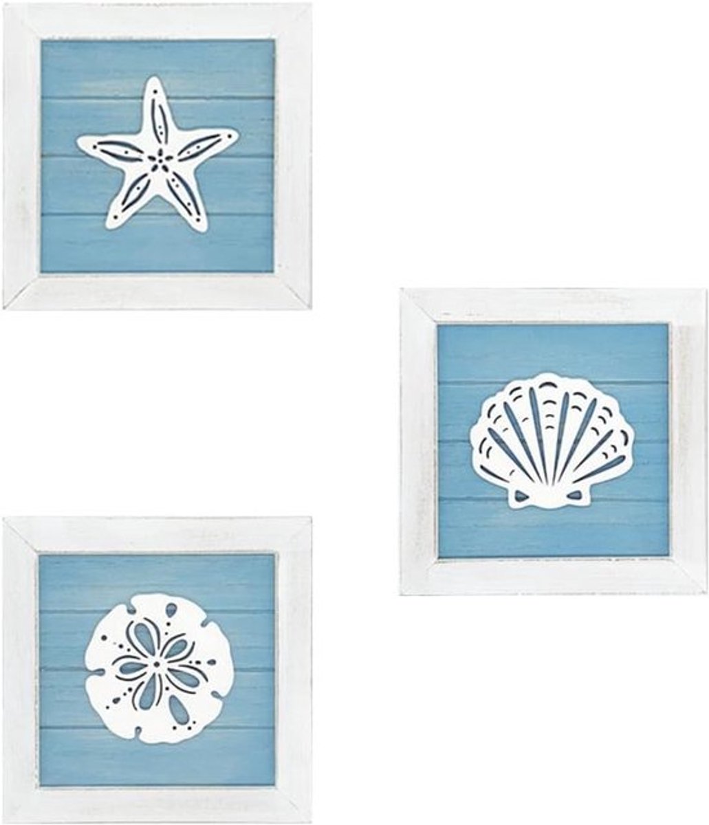 Ocean Themapaneel voor Stranddecoratie - 3D Wandkunst met Sterrenvis, Schelpen en Zanddollar voor Vintage Badkamer en Woonkamer Decoratie