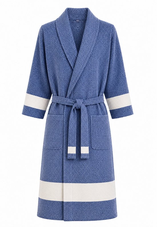 Peshtemal badjas van katoen - Hamam badjas - unisex-kobaltblauw-s/m