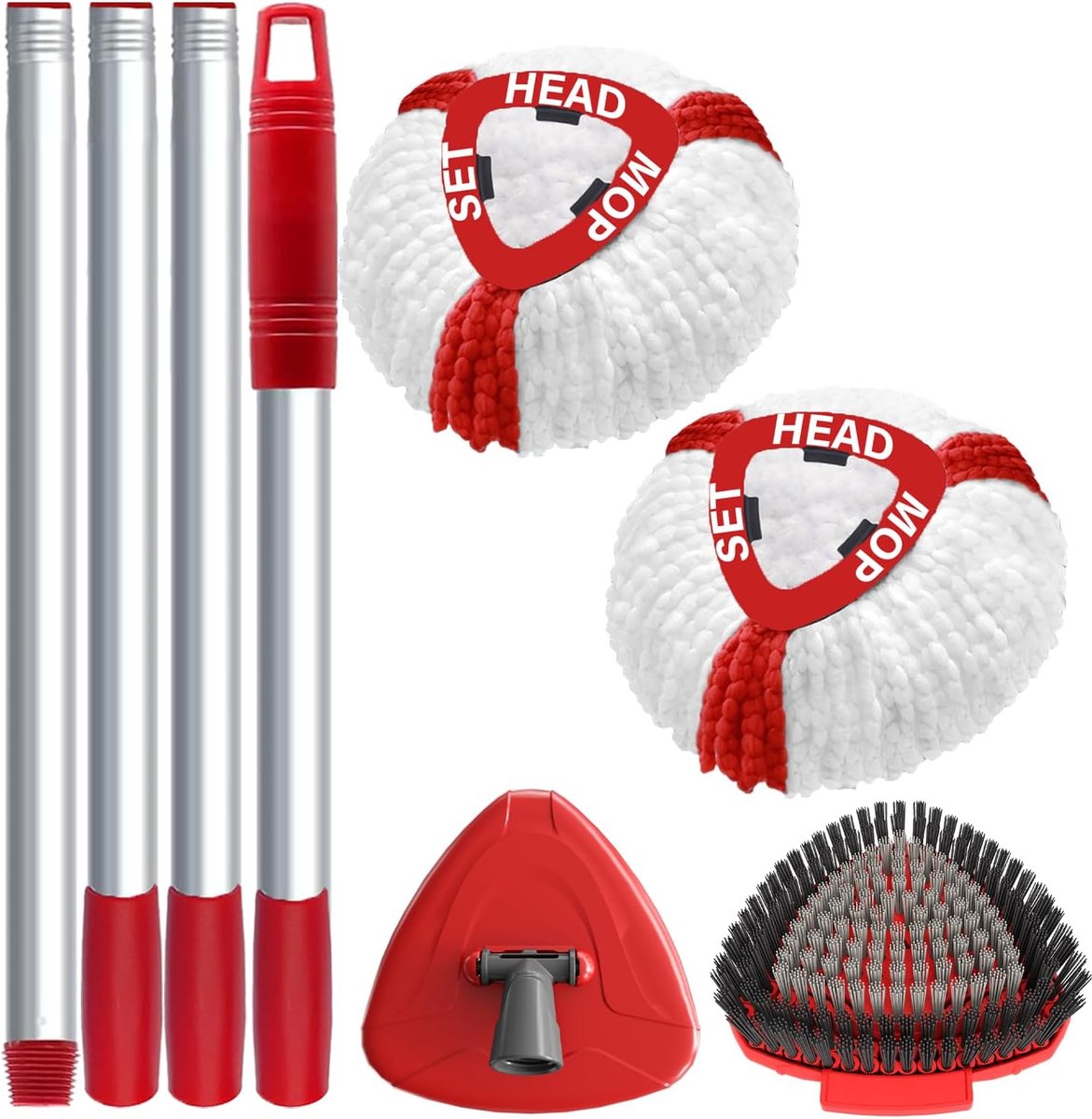 SnelShoppen - Vervangende Mopkop voor Turbo 2-in-1, Microvezel Mopkoppen, Handvat, Mopbasis en Borstel, Geschikt voor Alle Vloeren, Perfect voor Huish